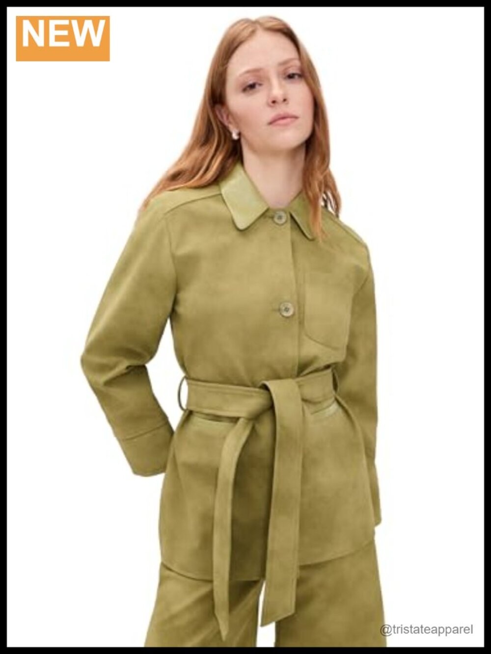 Baum Und Pferdgarten Women's Brodie Faux Suede Jacket Removable Belt Solid
